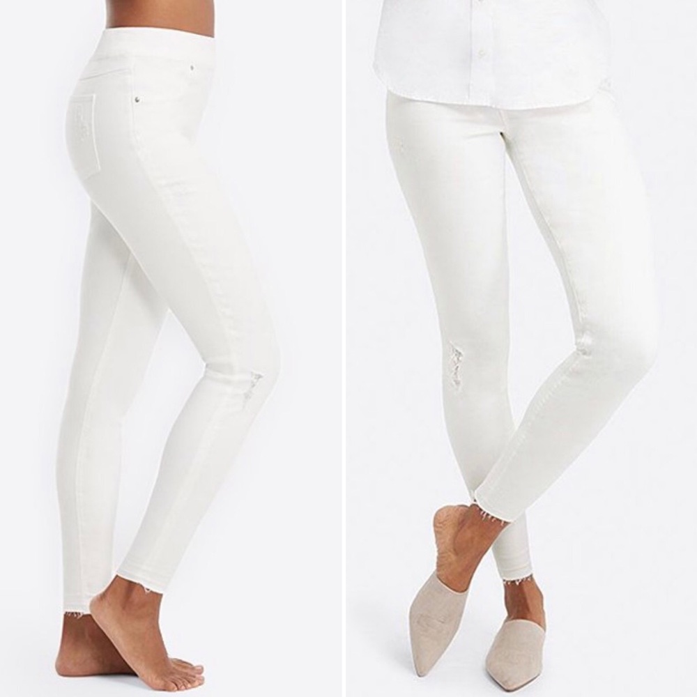 NWT Spanx White Distressed Skinny Jeans